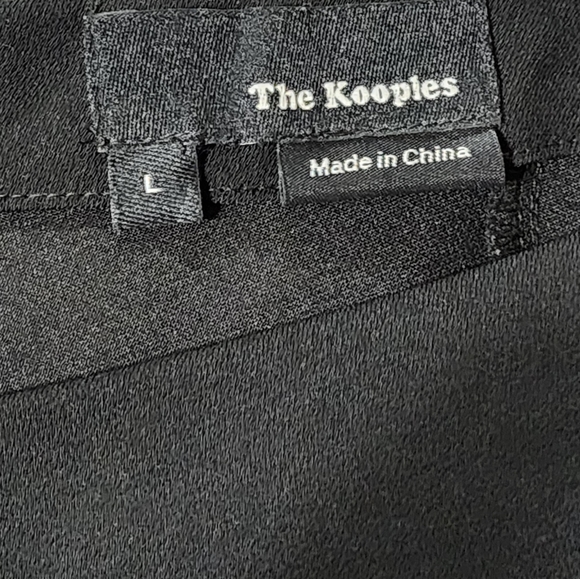 KOOPLES black Satin Trimmed Mini Shift Dress Wednesday Adams Goth size large - Picture 6 of 6